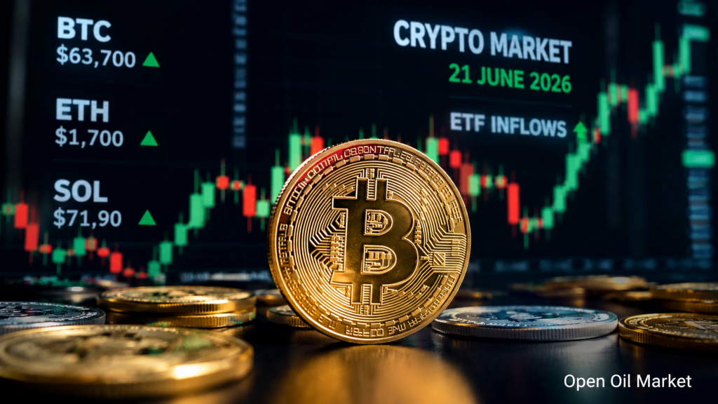 Новости криптовалют, воскресенье, 21 июня 2026: Bitcoin удерживает $63–64 тыс., ETF-потоки и регулирование стейблкоинов задают тон рынку