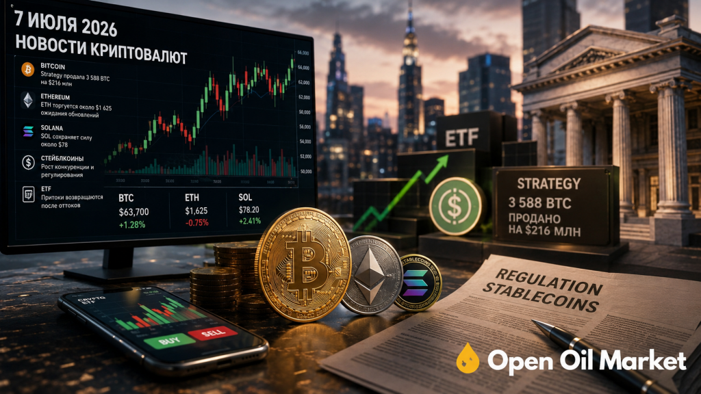 Новости криптовалют 7 июля 2026: биткоин, ETF, Strategy, Ethereum, Solana и стейблкоины