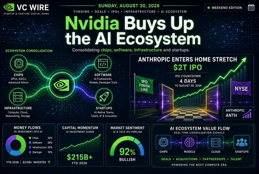 Новости стартапов и венчурных инвестиций — воскресенье, 30 августа 2026: Nvidia скупает AI-экосистему, Anthropic выходит на финишную прямую перед IPO на $2 трлн
