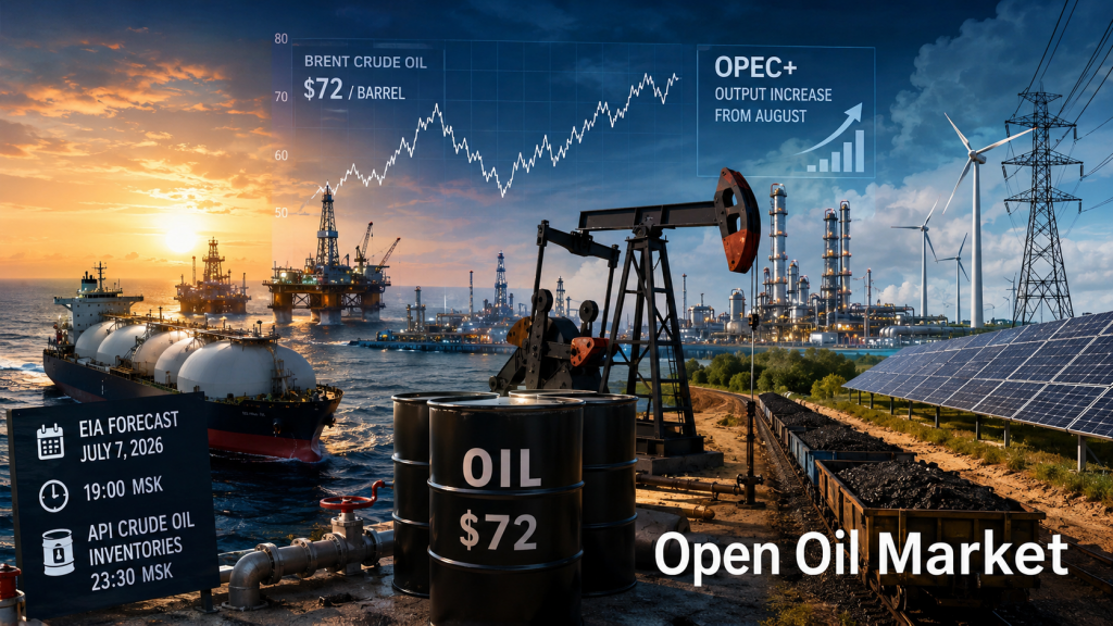 Новости нефтегаза и энергетики — вторник, 7 июля 2026: Brent, OPEC+, прогноз EIA и запасы API