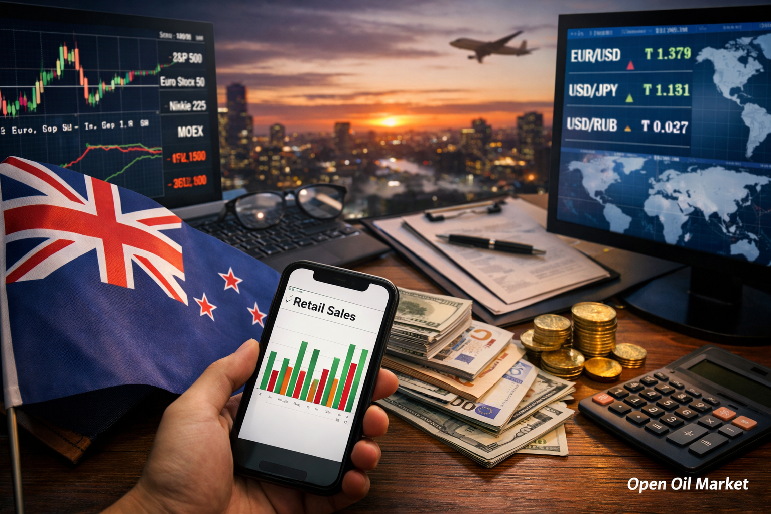 Экономические события и корпоративные отчёты — 22 февраля 2026 года: розничные продажи Новой Зеландии и мировые рынки
