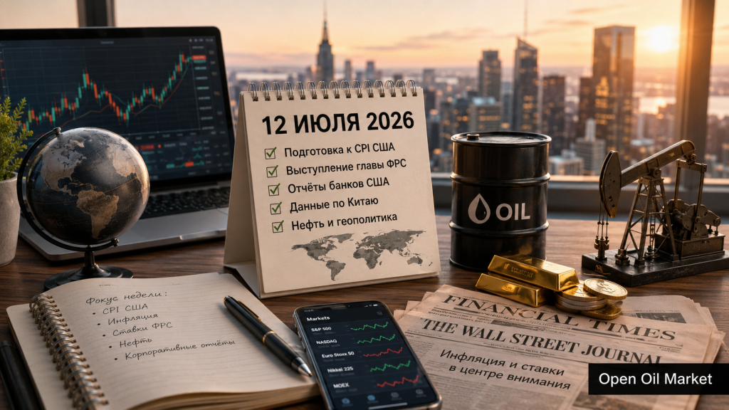 Мировой финансовый календарь 12 июля 2026 года с CPI США, отчётами банков, нефтью и индексами S&P 500, Euro Stoxx 50, Nikkei 225 и MOEX