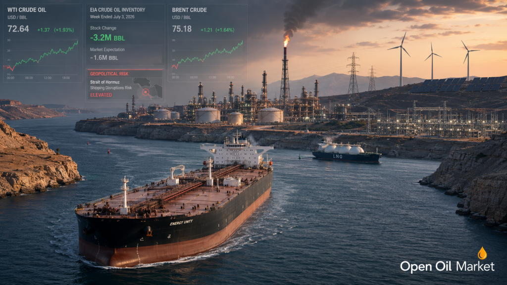 Новости нефтегаза и энергетики — среда, 8 июля 2026: Ормузский риск, запасы EIA и рынок нефтепродуктов