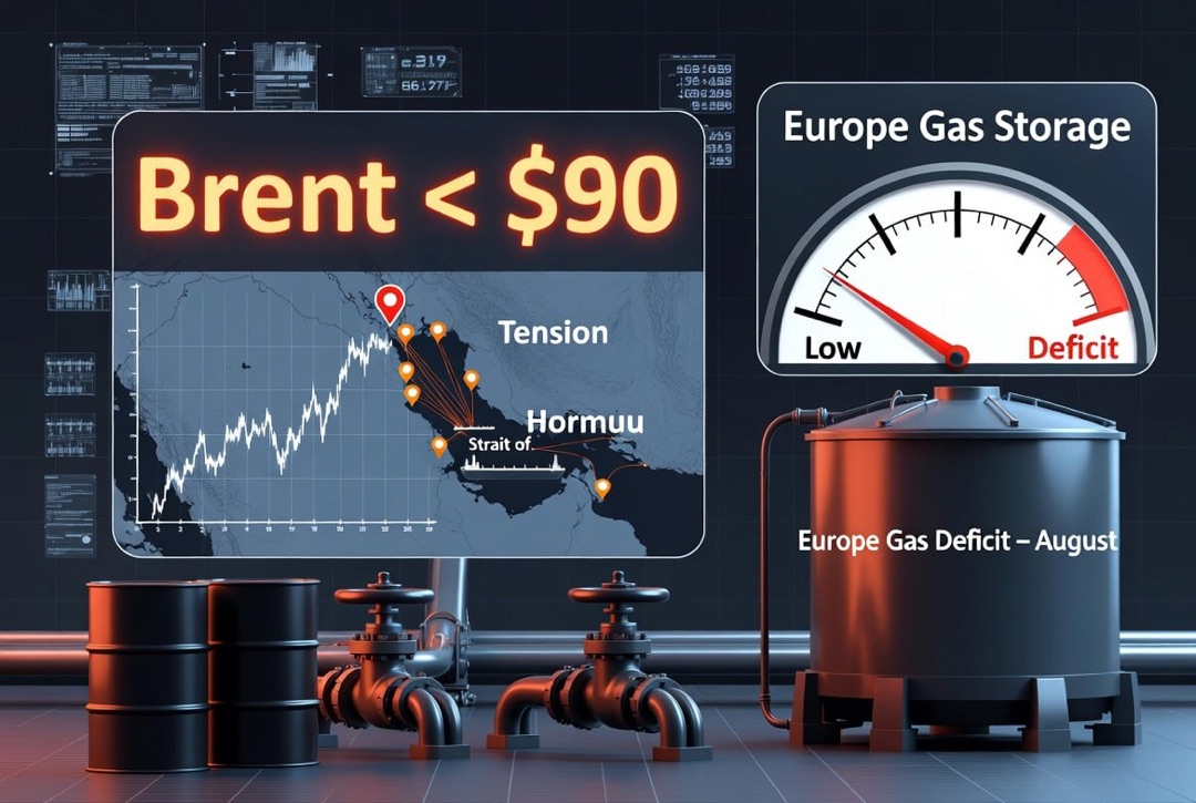 Новости нефтегаз и энергетика — воскресенье, 2 августа 2026: Ормузский кризис удерживает Brent у $90, Европа входит в август с дефицитом газа в хранилищах