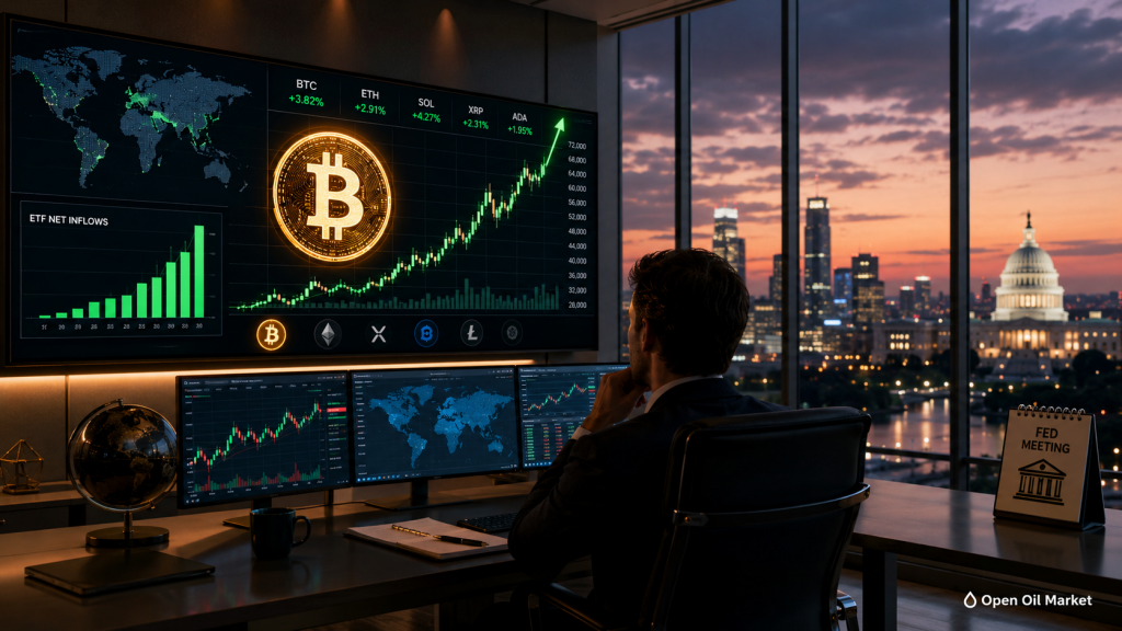 Bitcoin растёт на фоне ETF-потоков и ожидания заседания ФРС, глобальный криптовалютный рынок 16 июня 2026 года