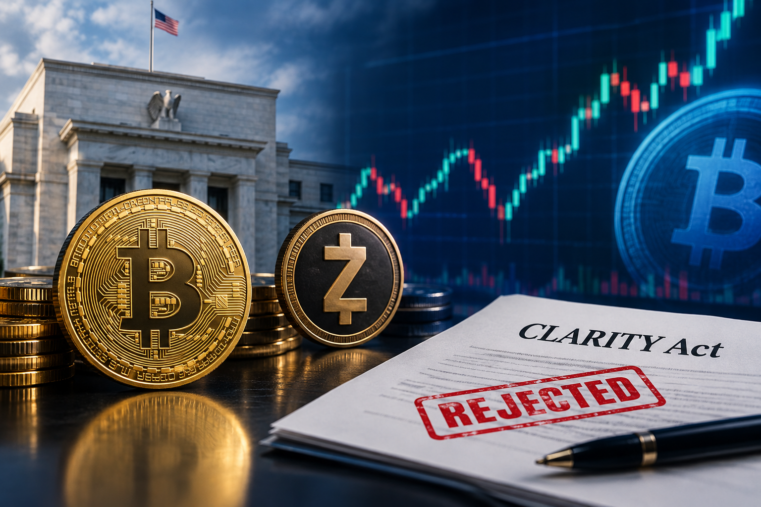 Новости криптовалют, пятница, 18 сентября 2026: биткоин удерживает $76 000 после повышения ставки ФРС, рекорд Zcash и провал CLARITY Act
