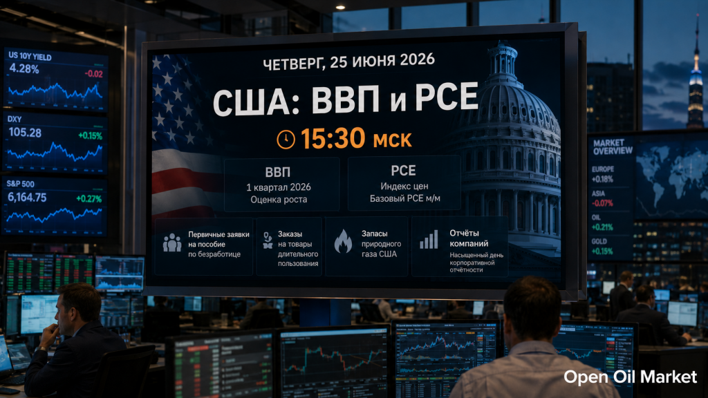 Экономические события и корпоративные отчёты 25 июня 2026: ВВП США, PCE, рынок труда и отчёты компаний